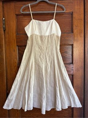 PETER COHEN Vintage Linen Spaghetti Strap A Line Sun Dress Lightweight Minimal S